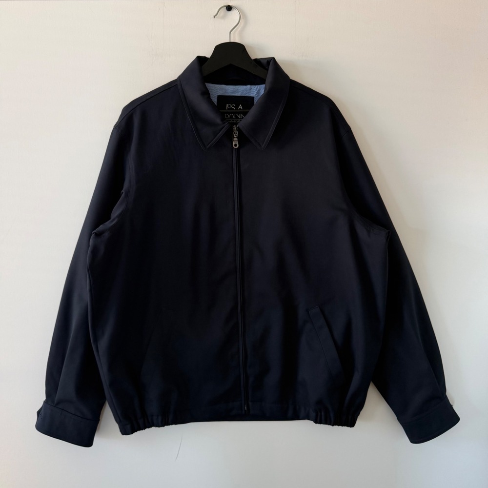 Jos A Bank Mens Traveler Collection Navy Blue Harrington Jacket Size M